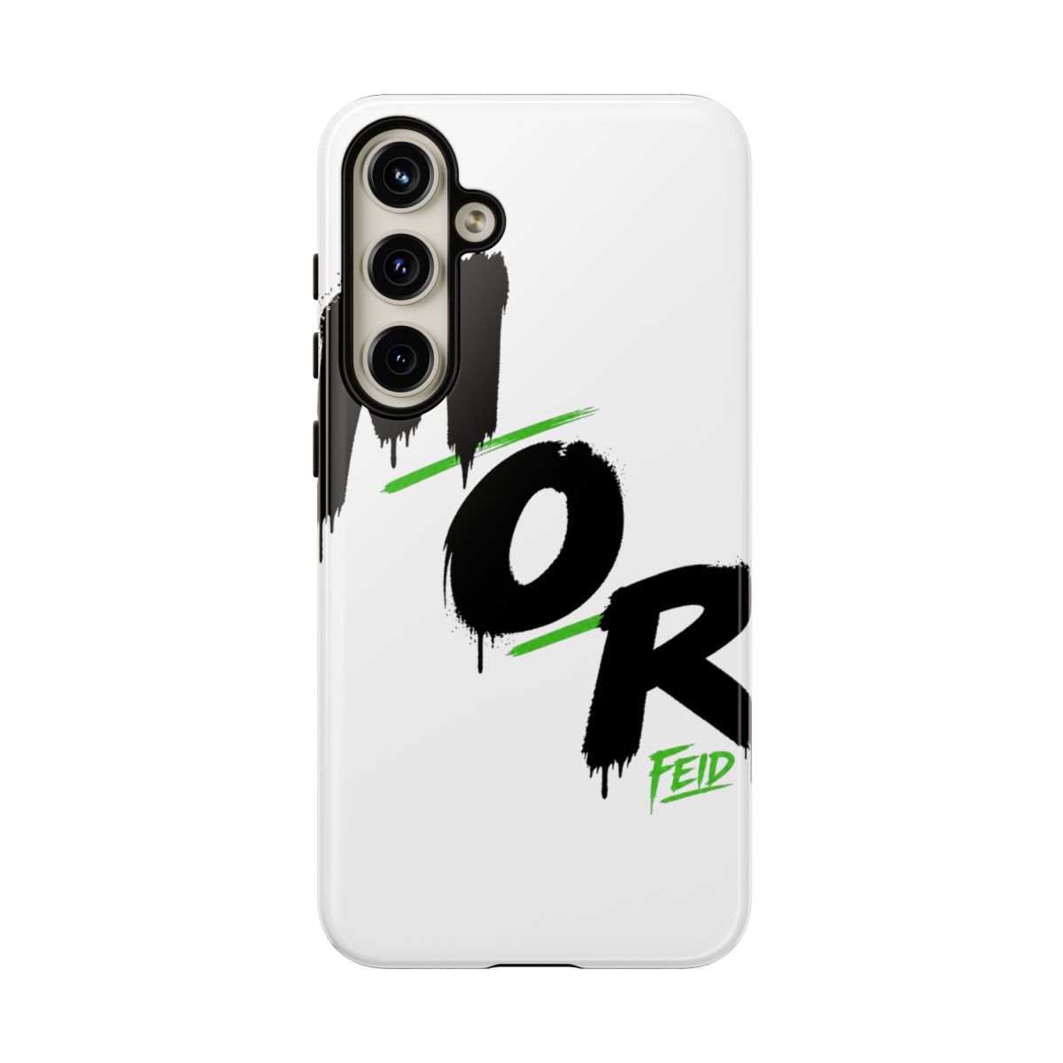 Feid " in smaller font beneath the last letter " Phone Case - alternate angle 1, merchandise