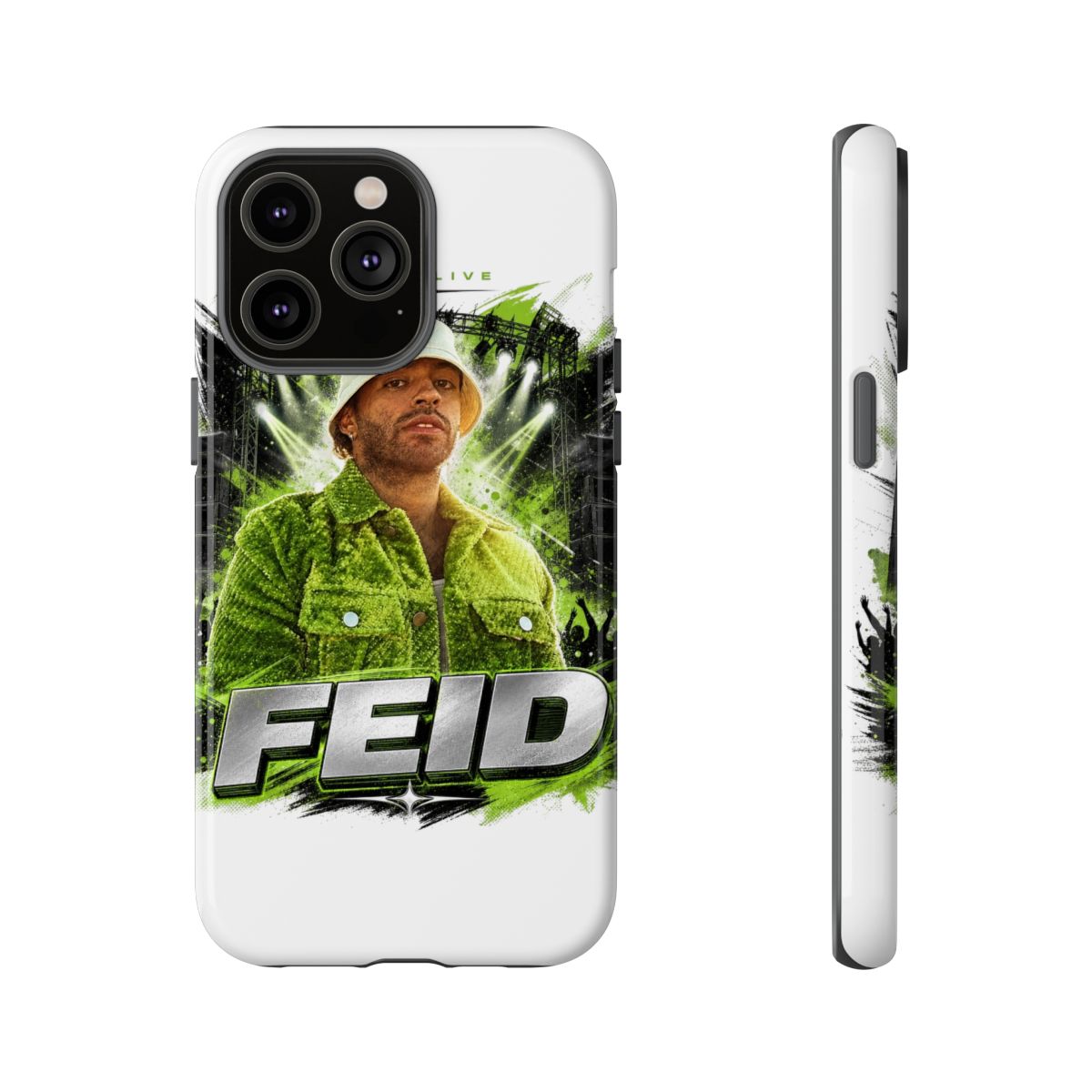 Feid " in bold sans-serif at the bottom. " Phone Case - alternate angle 5, merchandise