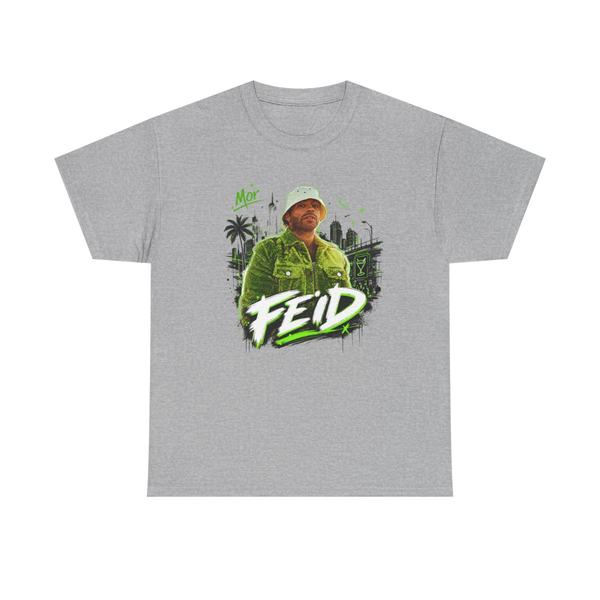 Feid " in bold handwritten font across the bottom. " Unisex Tee - alternate angle 2, merchandise