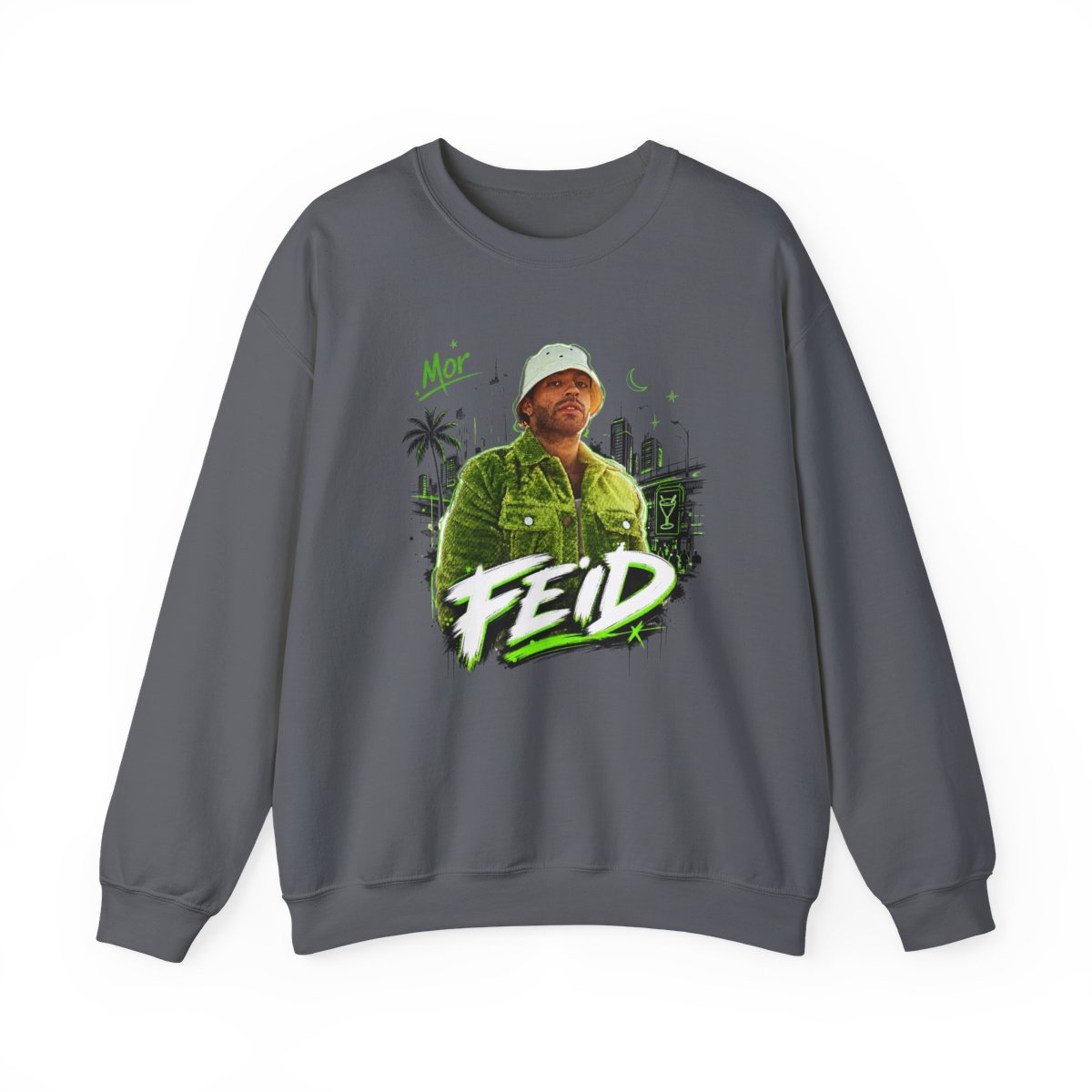 Feid " in bold handwritten font across the bottom. " Crewneck