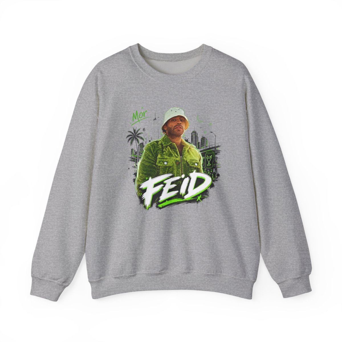 Feid " in bold handwritten font across the bottom. " Crewneck - alternate angle 3, merchandise