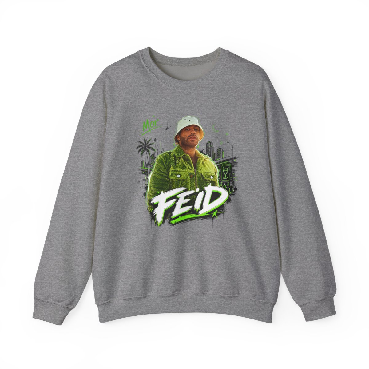 Feid " in bold handwritten font across the bottom. " Crewneck - alternate angle 2, merchandise