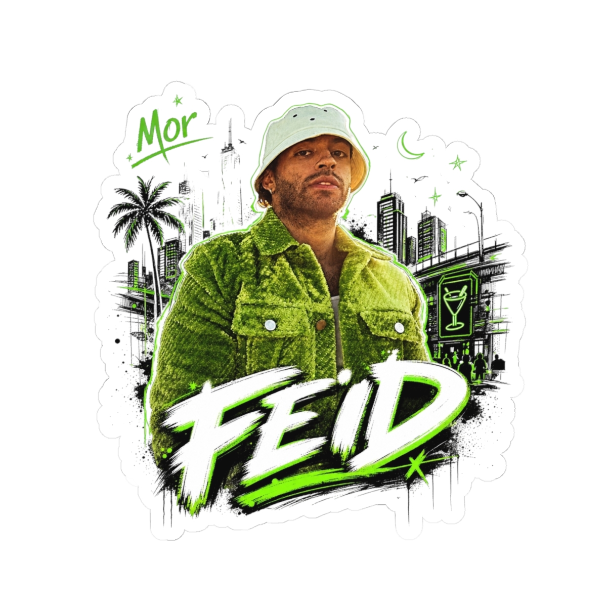 Feid " in bold handwritten font across the bottom. " Sticker
